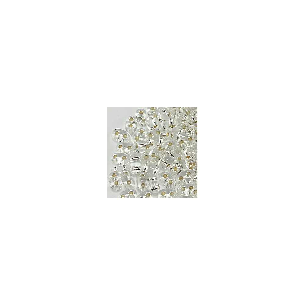 Twin Two Hole Seed Beads 2.5x5mm - Crystal Silver Lined - 20g