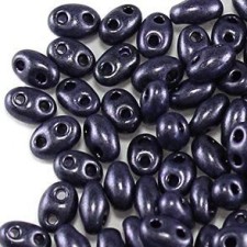Twin Two Hole Seed Beads 2.5x5mm - Jet Purple Pearl - 20g
