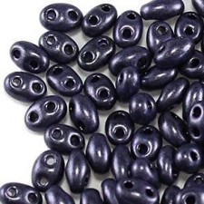 Preciosa Twin Two Hole Seed Beads 2.5x5mm - Jet Purple Pearl - 20g