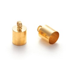 Gold Tone Brass Cord Ends, Nickel Free, Platinum, 9.5x6mm, fits 5.5mm Cord 20pcs