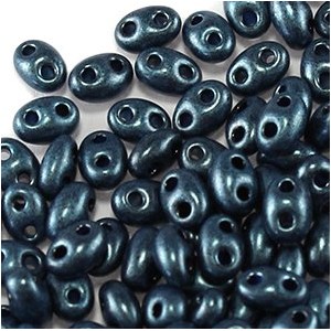 Twin Two Hole Seed Beads 2.5x5mm - Terra Pearl Blue - 20g
