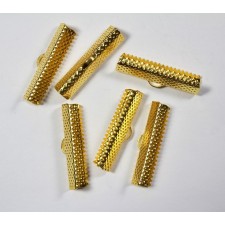 35mm Ribbon Crimp Ends Gold Tone  20pcs