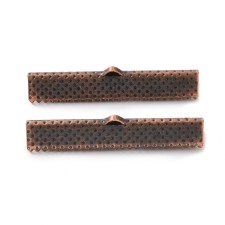 40mm Ribbon Crimp Ends Red Copper Tone  20pcs