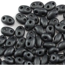Twin Two Hole Seed Beads 2.5x5mm - Terra Pearl Jet- 20g