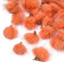 4pc Faux Mink Fur Tassels 20-30mm Long  - Orange