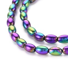 6x4mm Metallic Electroplate Glass Oval Shaped Beads Strands, Iris Purple
