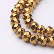 10x7mm Elecrtoplated Crystal Faceted Rondelle Beads - Golden Plate - 18" Strand