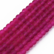 4mm Frosted Matte Transparent Glass Beads 32" Strand - Md Violet