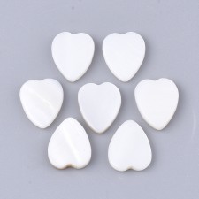 14mm Natural Freshwater Shell Heart Cabochons Mother of Pearl - 10pcs