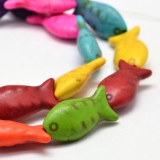 Howlite Turquoise Fish Beads by the Strand - Mixed Colour
