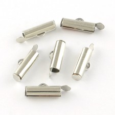 25mm Silver Slider End Caps Tubes Bead Findings 10pcs