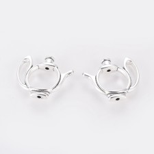 Tea Kettle Bead Frame Pendant Charms Tibetan Style Silver 23x19mm 10pcs