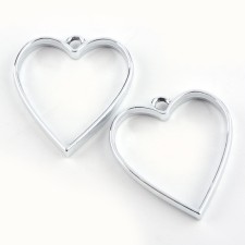 4pcs Open Back Heart Bezel Pendant for Resin Crafting 34x30mm