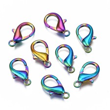 18mm Ion Lobster Claw Clasps Snap Hooks 4pcs Oil Slick