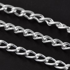 Silver Color Plated, Iron Twisted Chains Curb Chains, Unwelded, Link:3x5mm, 0.8mm thick 10m