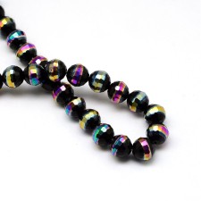 10mm Electroplate Glass Faceted Round Beads Black - 27 Inch Strand