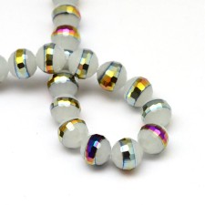 10mm Electroplate Glass Faceted Round Beads White - 27 Inch Strand