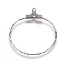 29.5mm Round Hoop Earring Findings Stainless Steel 10pcs