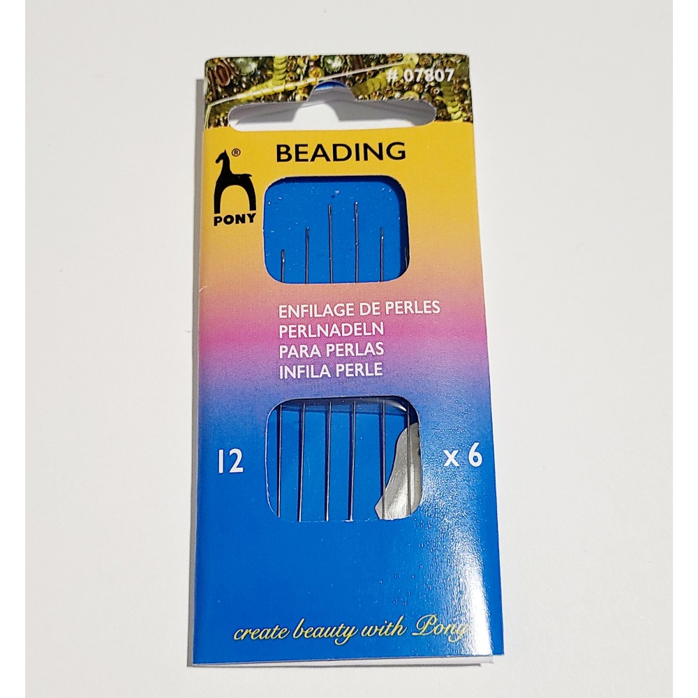 Pony Beading Needle Set Size 12 (6 w/threader per pack) Pony Beading Needle Set Size 12 (6 w/threader per pack)