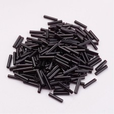 1/4 Pound 9mm Glass Bugle Beads: Opaque Black 