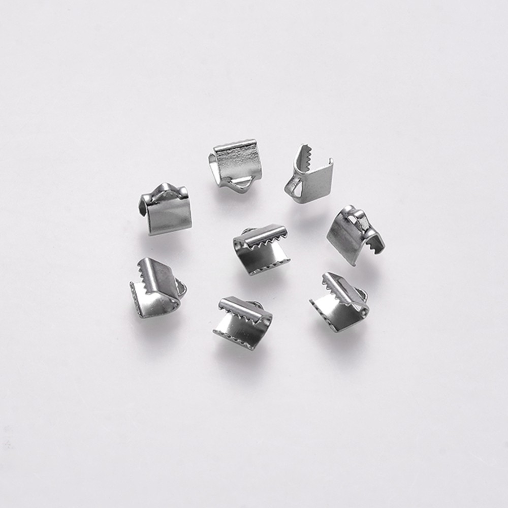 6 Pieces 7mm Sterling Silver Crimped Tube Ends - Beadunion Jewelry Findings