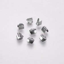 7mm Ribbon Crimp Ends Silver Tone 50pcs