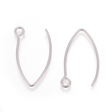 Stainless Steel Earring Hooks, Ear Wire, with Horizontal Loop, 26x15.5mm, Hole: 2.5mm, Pin: 0.8mm