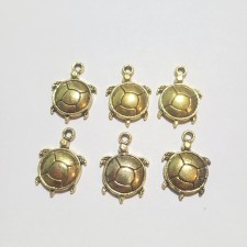 Brass Turtle Charms, Golden 21x15mm 6pcs