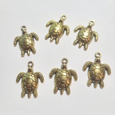 Brass Turtle Charms, Golden 24x19mm 5pcs