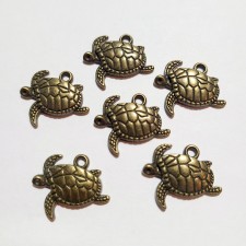 Turtle Charms, Bronze Metal Alloy 17x20mm 5pcs