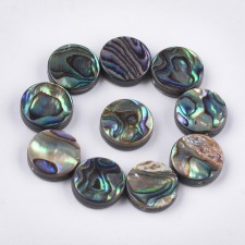 12mm Round Abalone Shell/Paua Shell Beads Cabochon Coin 2pc