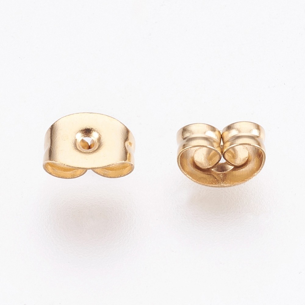 304 Stainless Steel Ear Nuts, Friction Earring Backs for Stud Earrings,  Stainless Steel Color, 5x4x2.5mm, Hole: 1mm