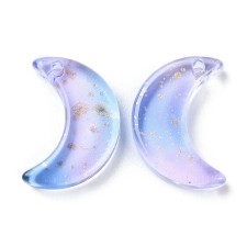 Transparent Glass Moon Charm Beads - Blue Violet - 15mm,10pcs