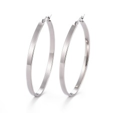 Hypoallergenic Silver Hoop Earrings, 63x41mm Stainless Steel - 1 Pair