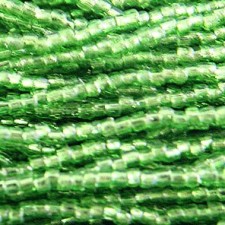 3 Cut Seed Beads Preciosa Czech Silverlined 12/0 - CHARTREUSE Green Full Hank