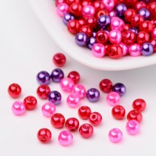4mm Glass Pearl Beads Pearlized Red Valentines Mix 400pcs