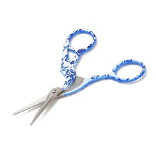 Stork Embroidery Sewing Shears Scissors Blue Flower Design