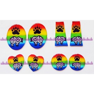 4 Pairs Epoxy Cab set Rainbow Bears