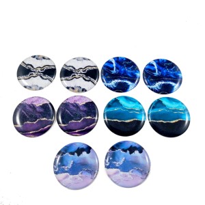 10pcs Acrylic Pour Abstract 1"  Round Epoxy Cabochon Beading Focal Center