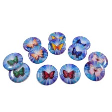 Aurora Butterfly 12pcs One Inch Round Epoxy Cabochon Beading Focal Center