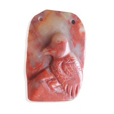 Hand-Carved Blood Stone Bird Pendant 48mm - Unique Artisan Crafted Jewelry