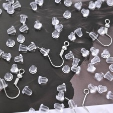 Tube Earring Stoppers Silicone Rubber Clear