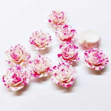 15mm Resin Flower Cabochons, Embellishment, Speckled Pink - 10pcs