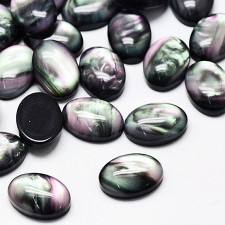 10pc  Jet Black Oval Acrylic Gem 18x13mm