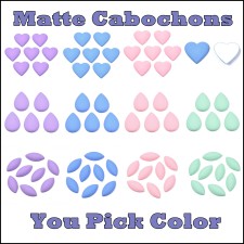 Matte Hearts, Teardrops, Horse Eye, Opaque Acrylic Cabochons, You Pick!