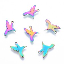 4pcs Hummingbird Charms Stainless Steal Ion Plate 16x12mm