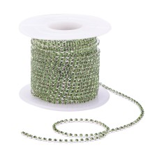 SS6 Silver Plated Rhinestone Metal Cup Chain with Peridot Green Glass Stone