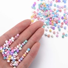 6/0 Glass Seed Beads, Pastel, Macaron Color, Round, Mixed Color