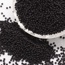 6/0 Glass Seed Beads, Frosted Opaque Matte Black Color, Round, 20g Bag