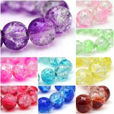 Close up of 4mm glass crackle beads in  all available colors.